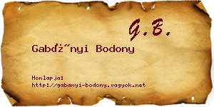 Gabányi Bodony névjegykártya